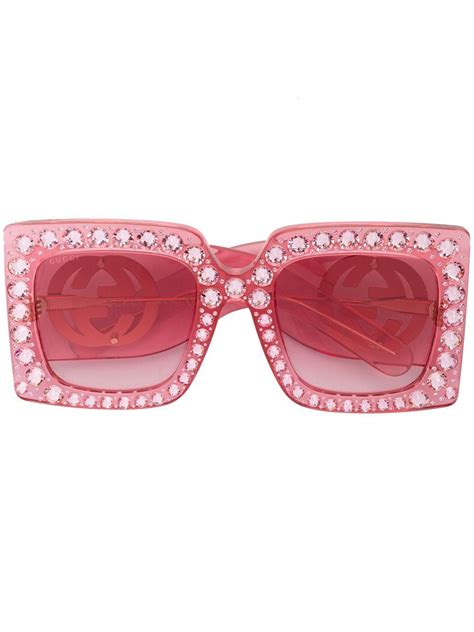 gucci crystal sunglasses pink|pink oversized gucci sunglasses.